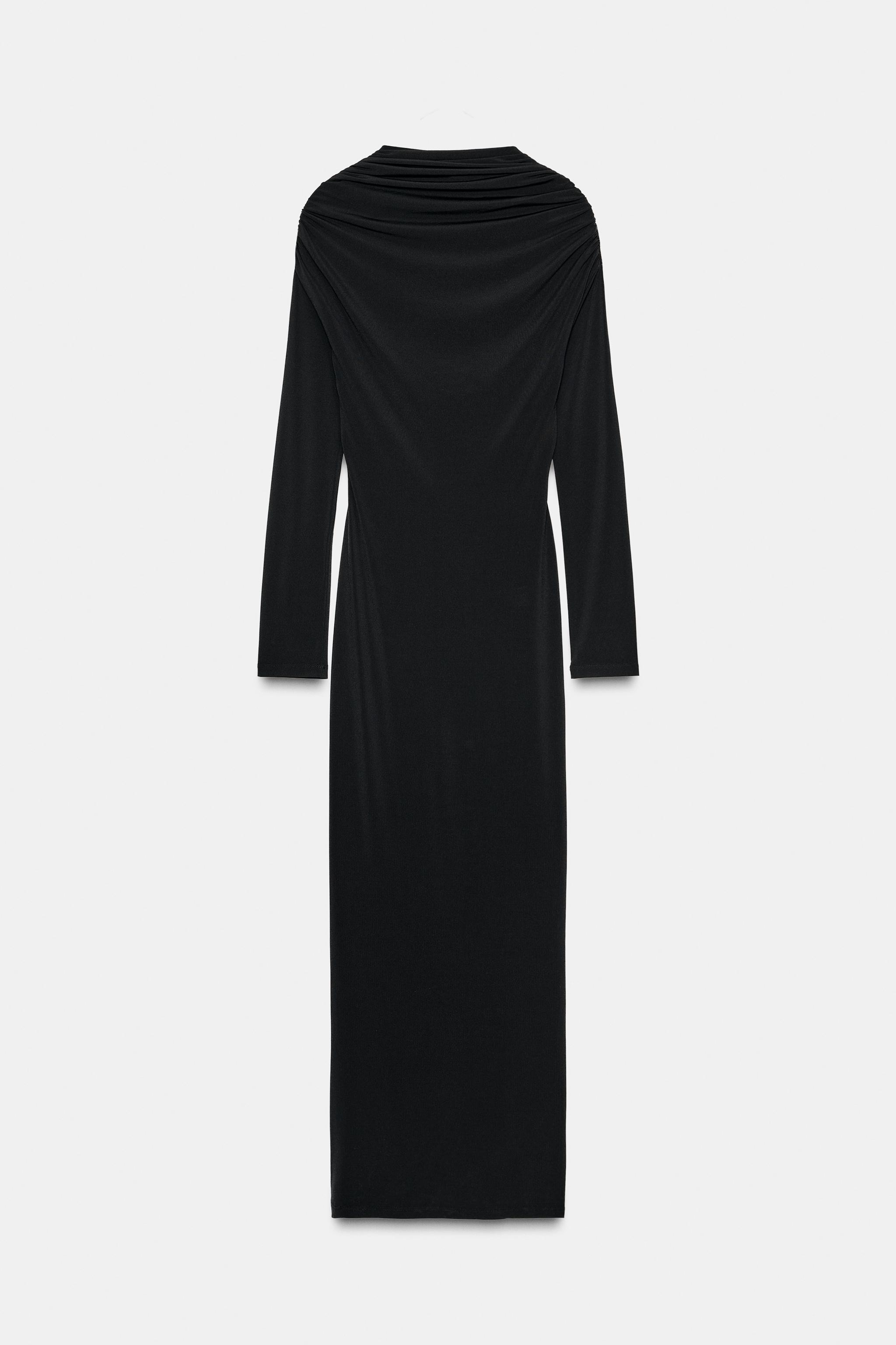 DRAPED MIDI DRESS WITH JEWEL BACK DETAIL